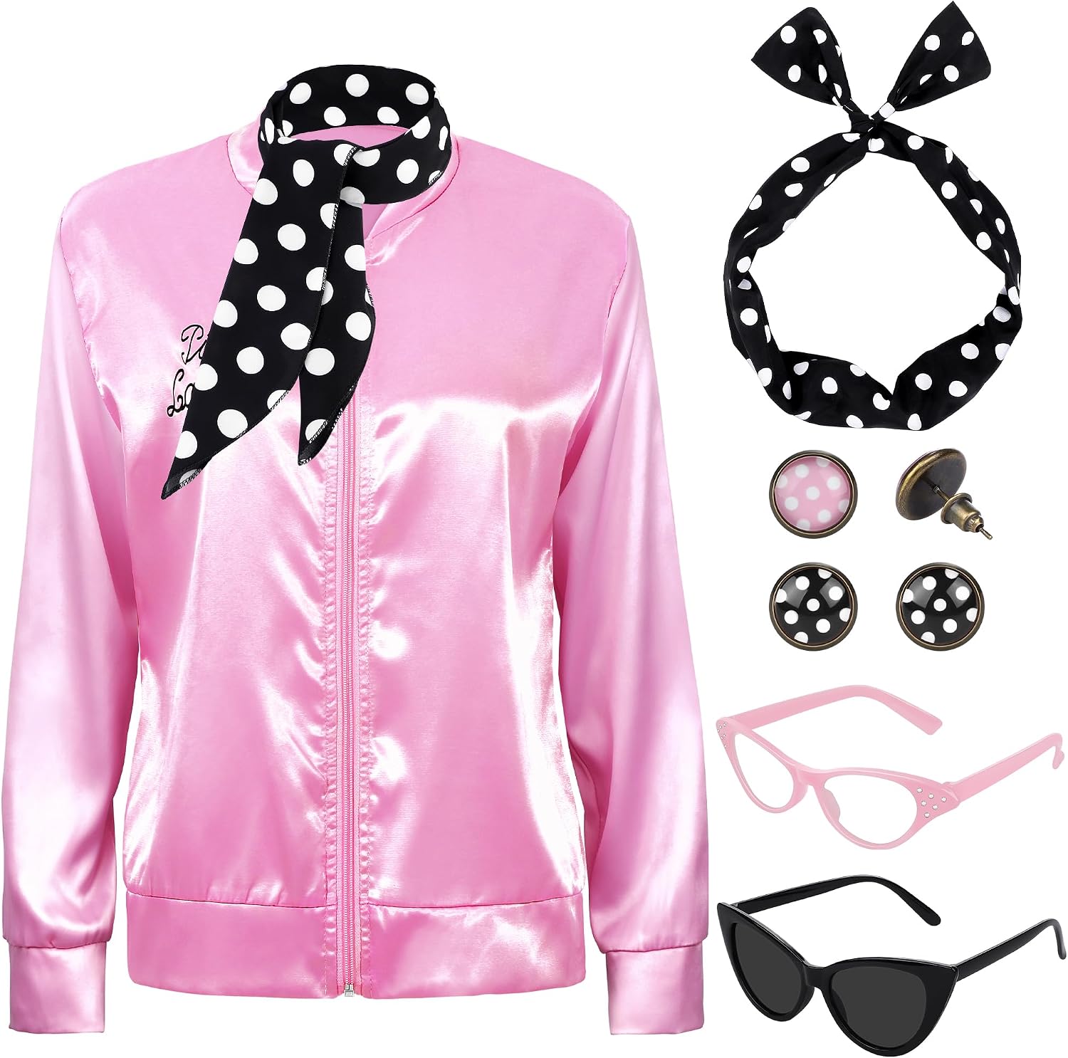 Women'S Accessories In The 1950S - 1950s Pink Satin Jacket with Neck